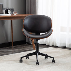 Bentwood Adjustable Office Chair, Mix Color PU Leather Upholstery and Black Foot