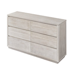 Modern Style Solid Wood 6-Drawer Dresser - Stone Gray