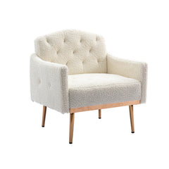 Accent Chair with Rose Golden feet - White Teddy