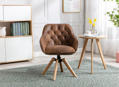 Solid Wood Tufted Upholstered Armless Chair - Coffee Brown