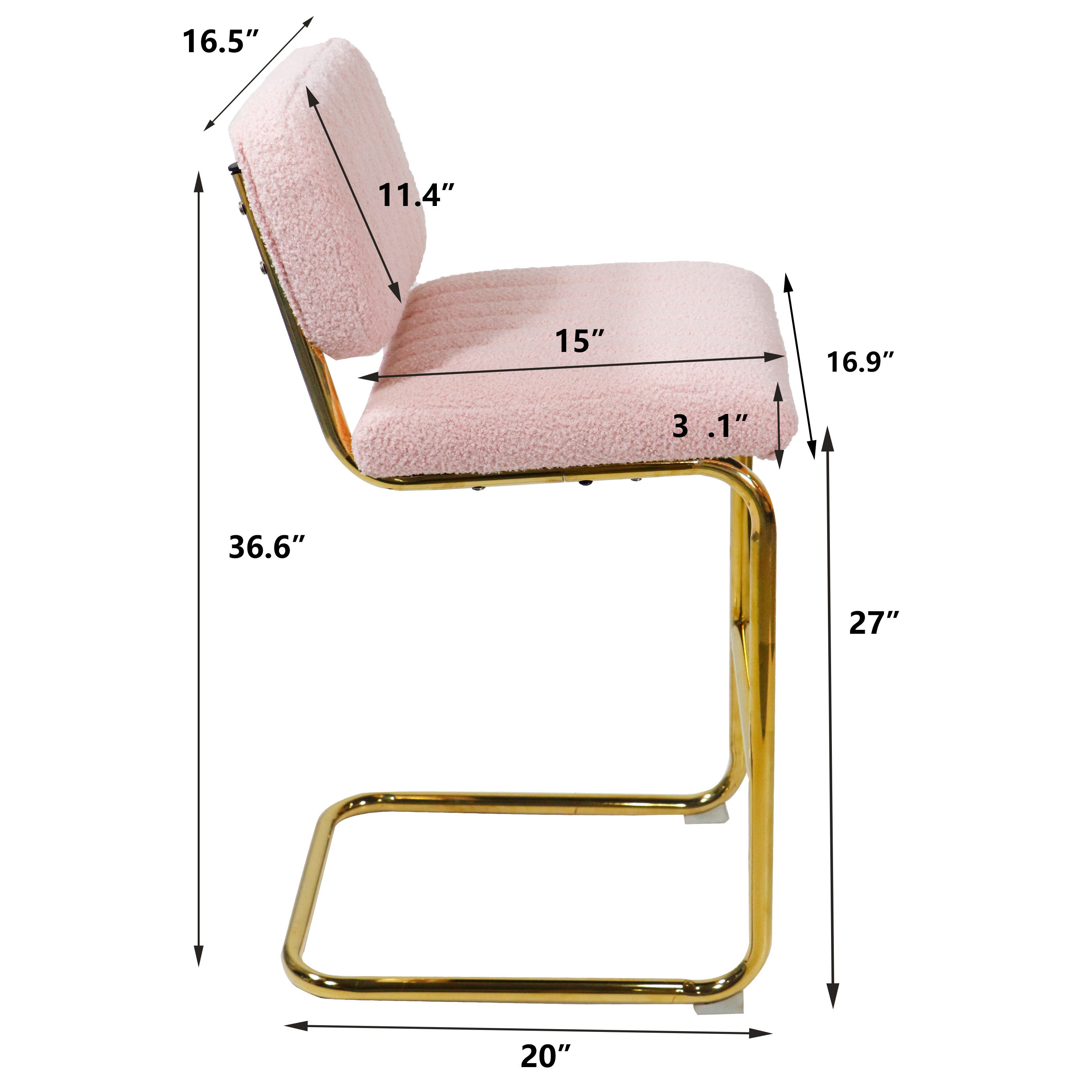 Modern Counter Height Bar Stools (Set of 2) - Pink