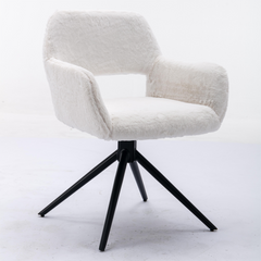 Swivel Dining Chairs with Elegant Metal Leg, Rotate Left and Right 90 Degrees (Set of 2) - White