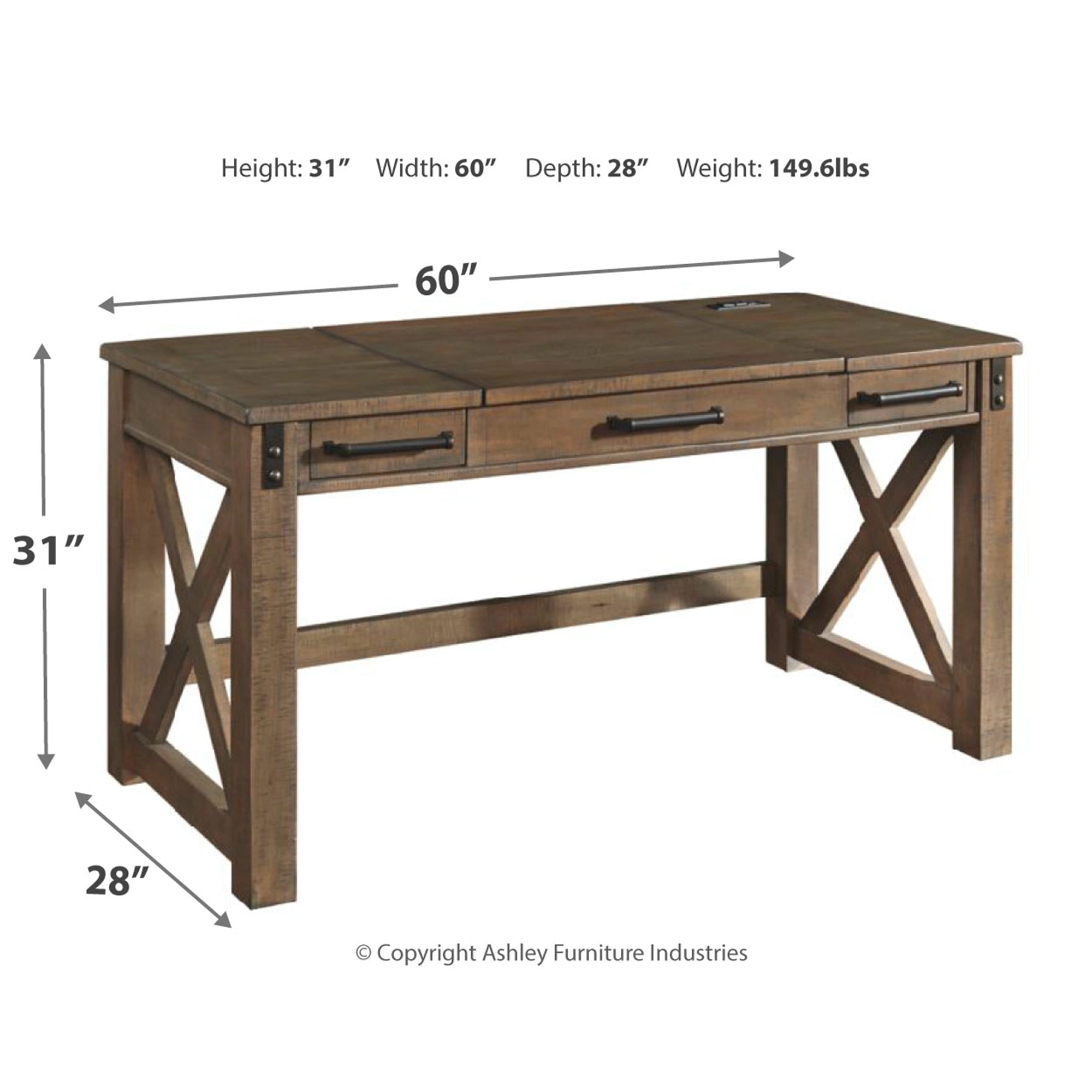 Rustic Home Office Lift Top Desk - Gray
