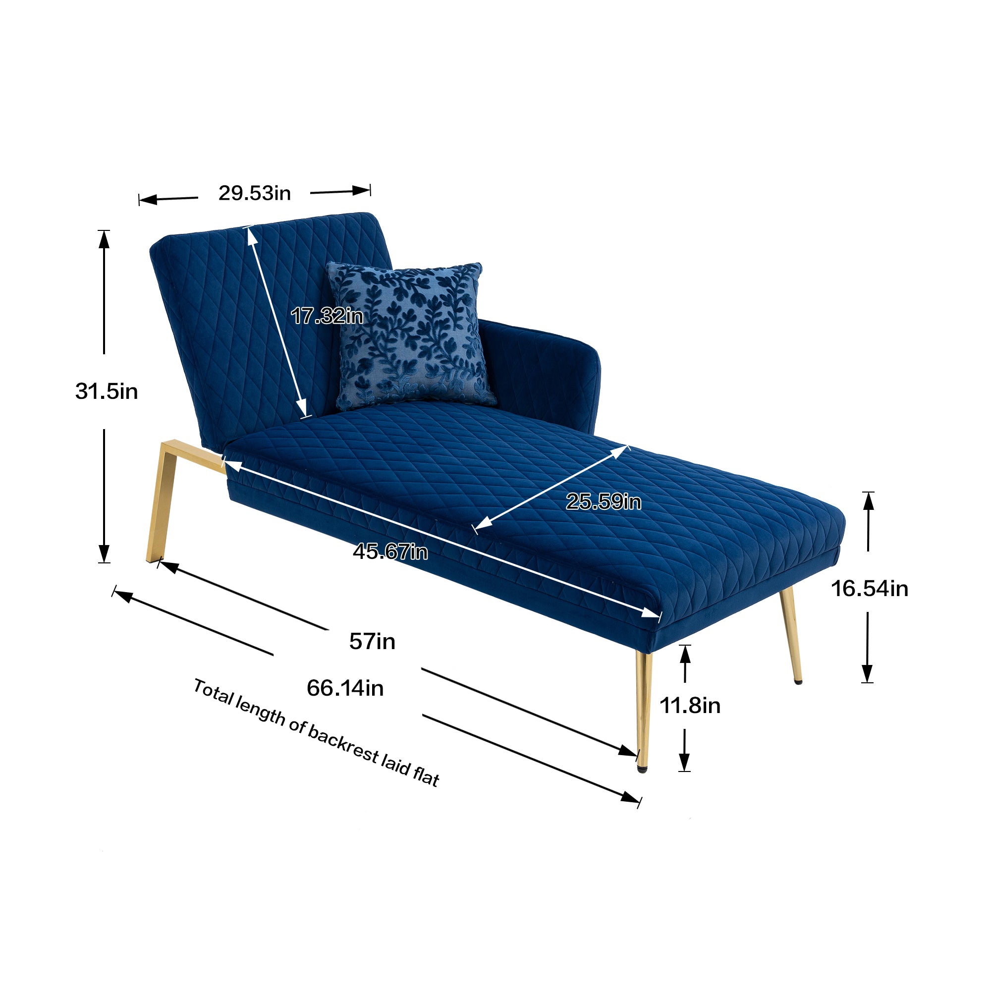 Velvet Loveseat Sofa with Metal Feet - Navy