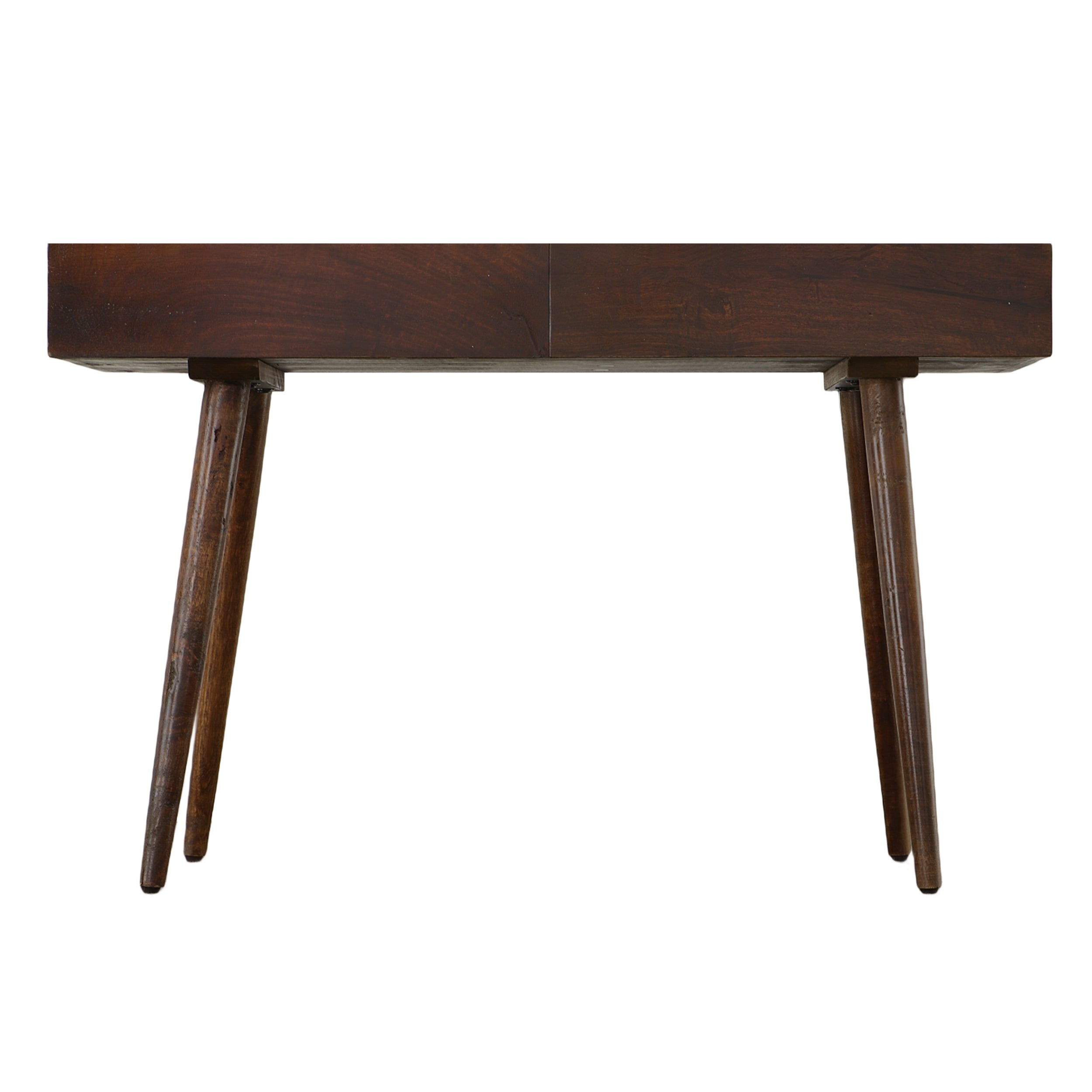 Mango Wood Writing Desk with 2 Drawers and Tapered Legs - Brown