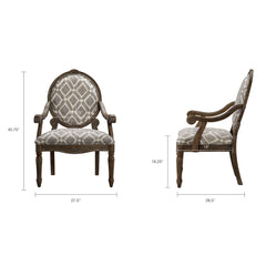Brentwood Exposed Wood Arm Chair - Brown/ Grey