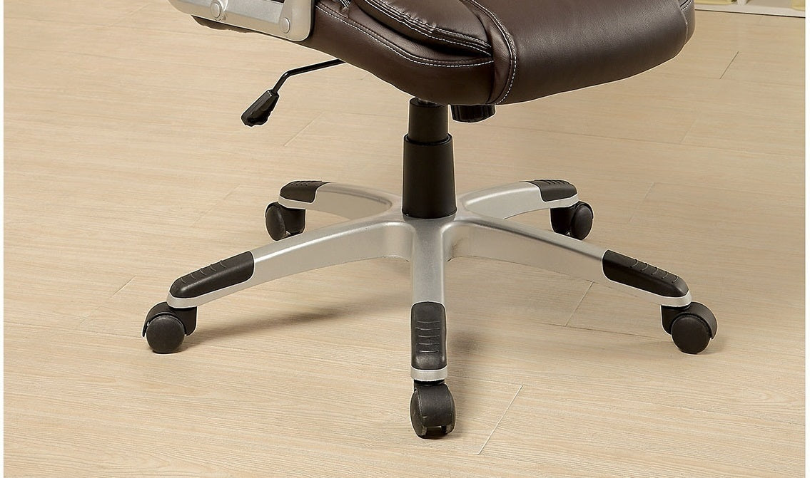 Comfortable Modern Contemporary Office Chair - Brown Leatherette Padded Armrests
