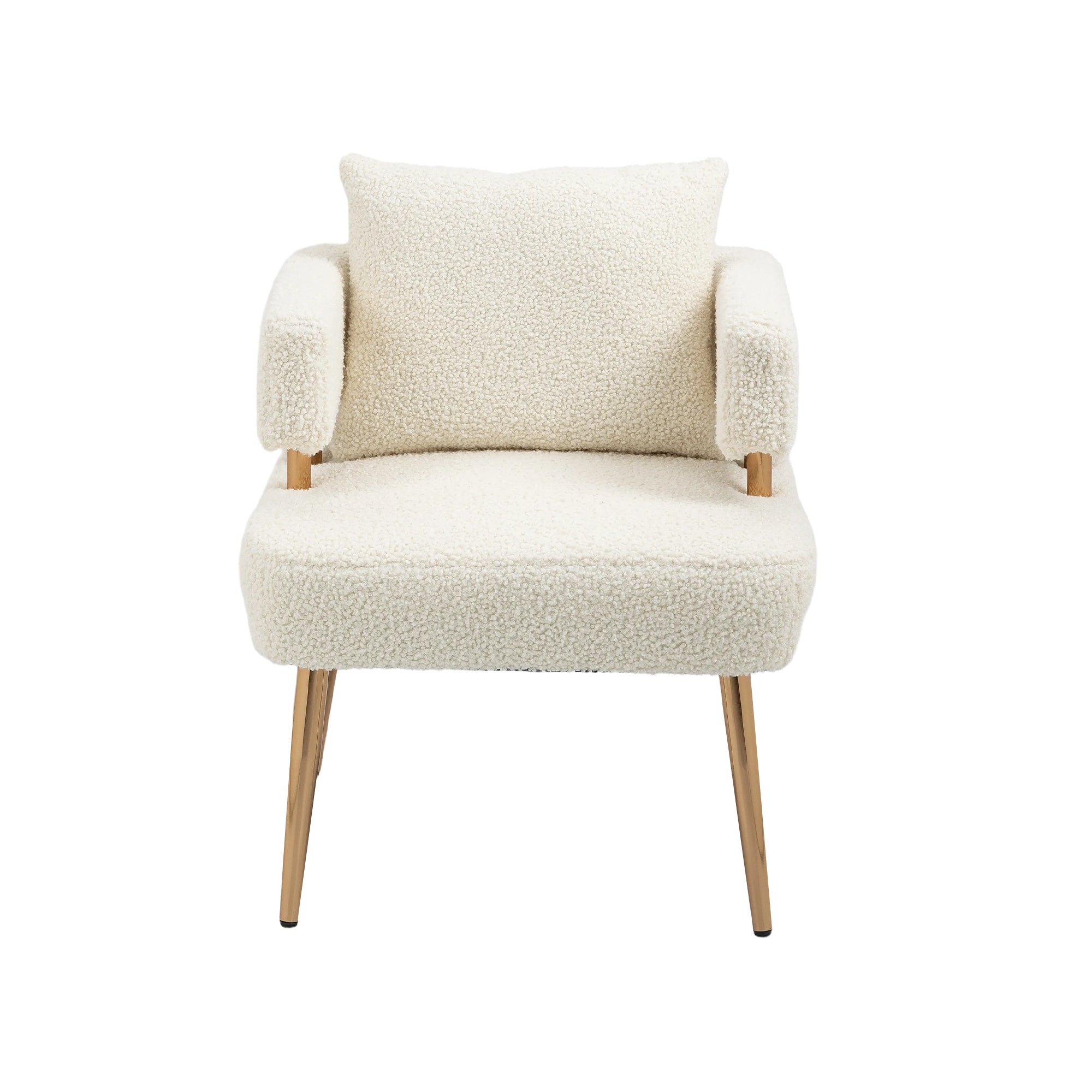 Accent Chair with Golden Feet - White Teddy