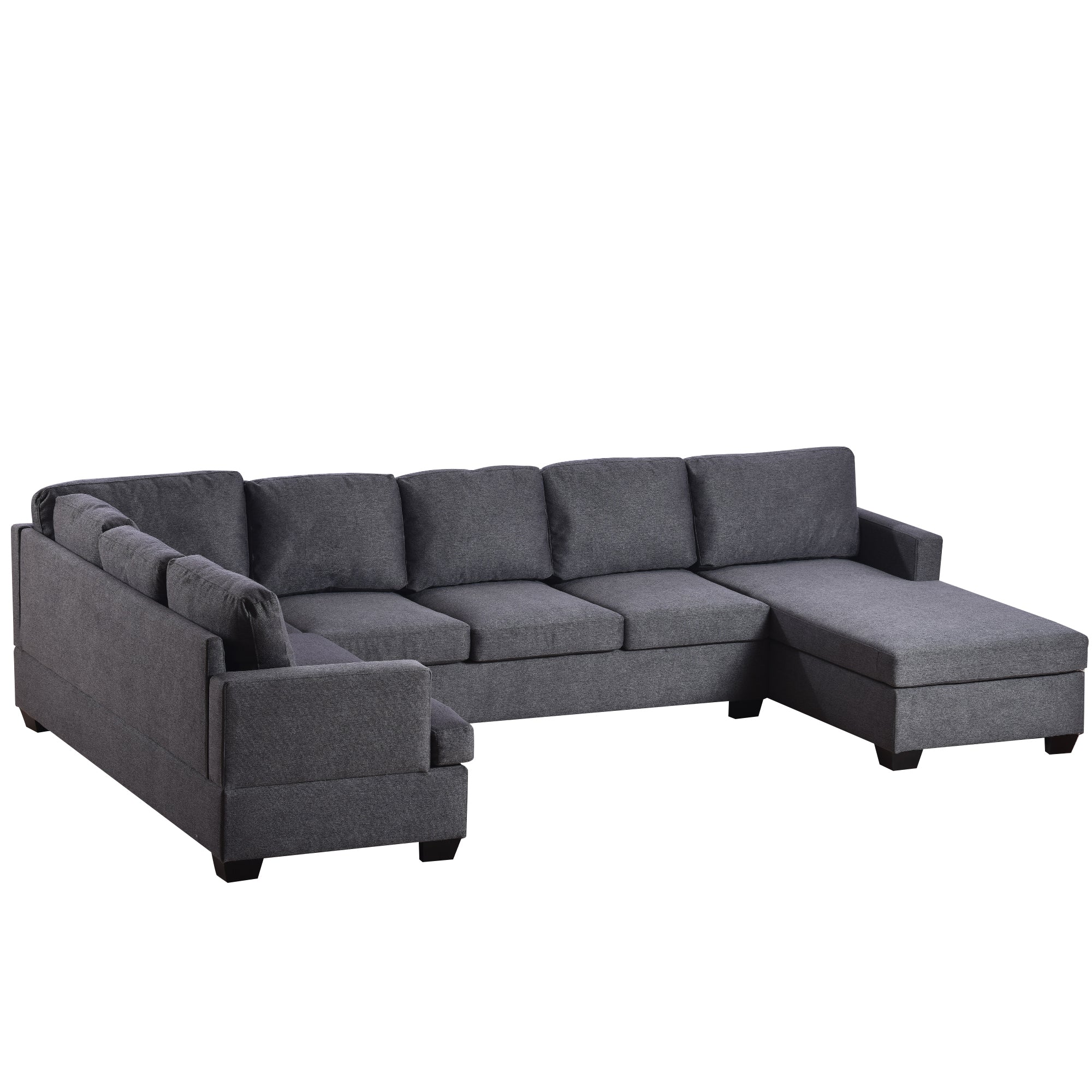 Modern Large Upholstered  U-Shape Sectional Sofa, Extra Wide Chaise Lounge Couch - Grey