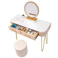 Length Flannel Soft Roll Makeup Vanity Set - White Oak
