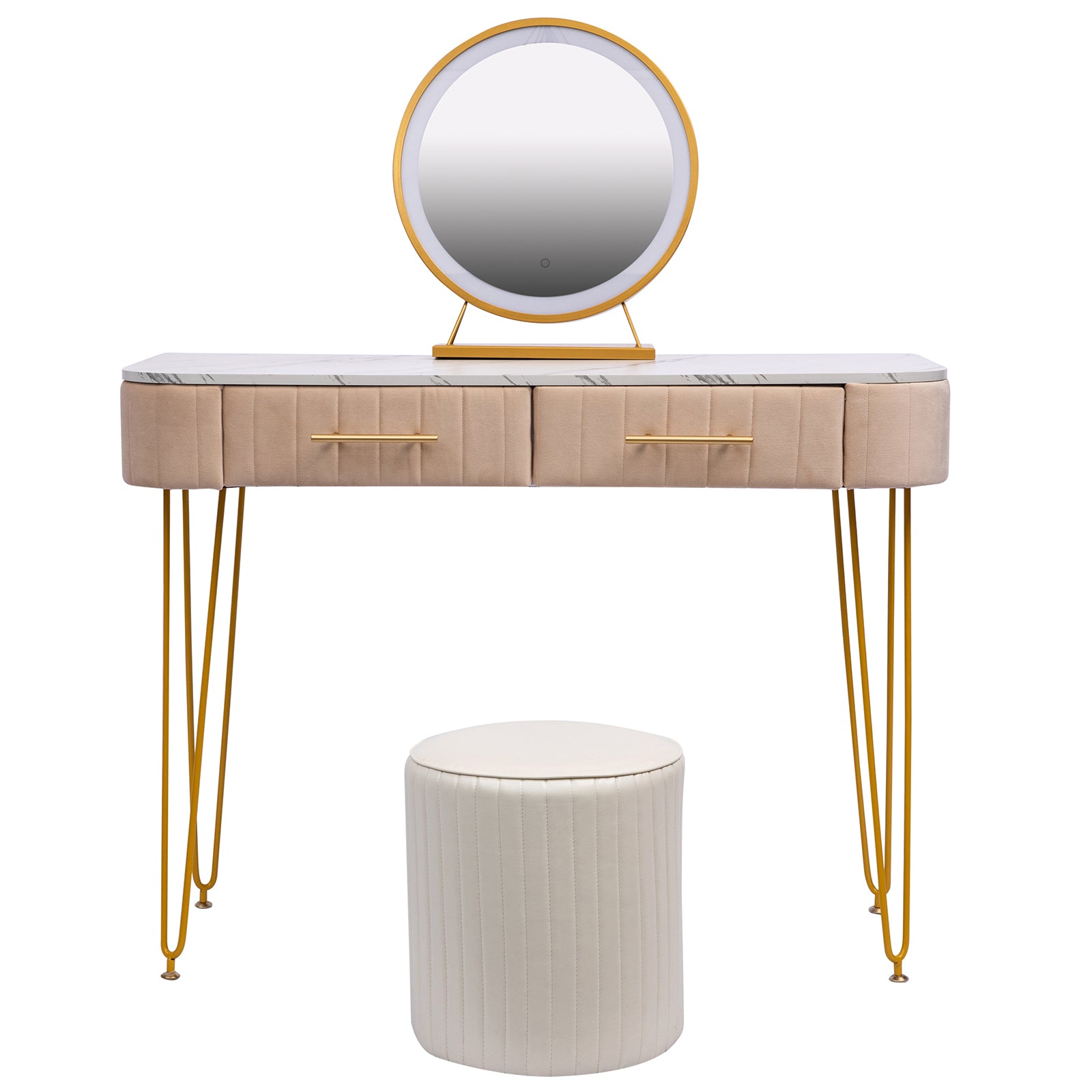 Length Flannel Soft Roll Makeup Vanity Set - White Oak