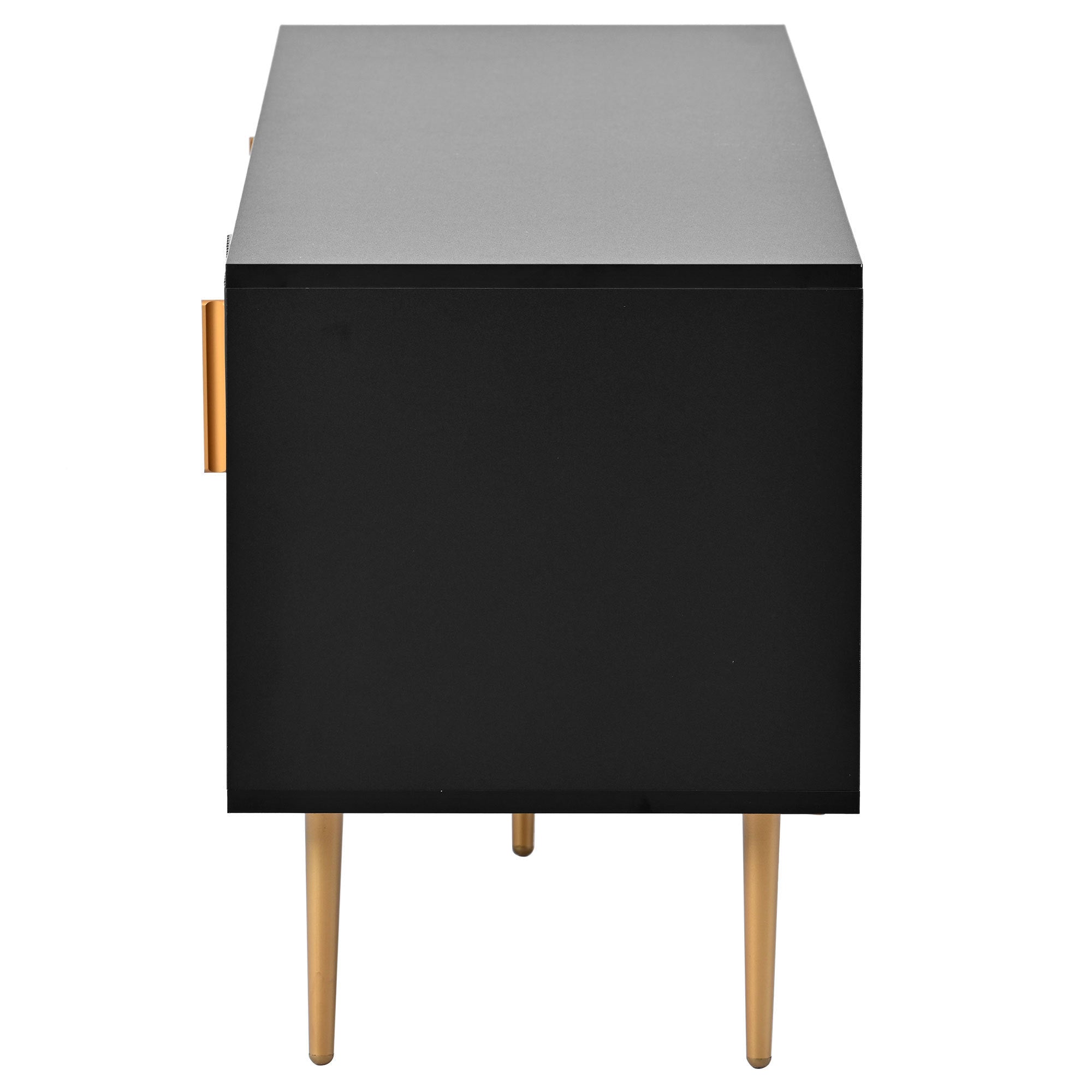 Modern TV Stand with 5 Champagne Legs, TVS Up to 75'' - Black