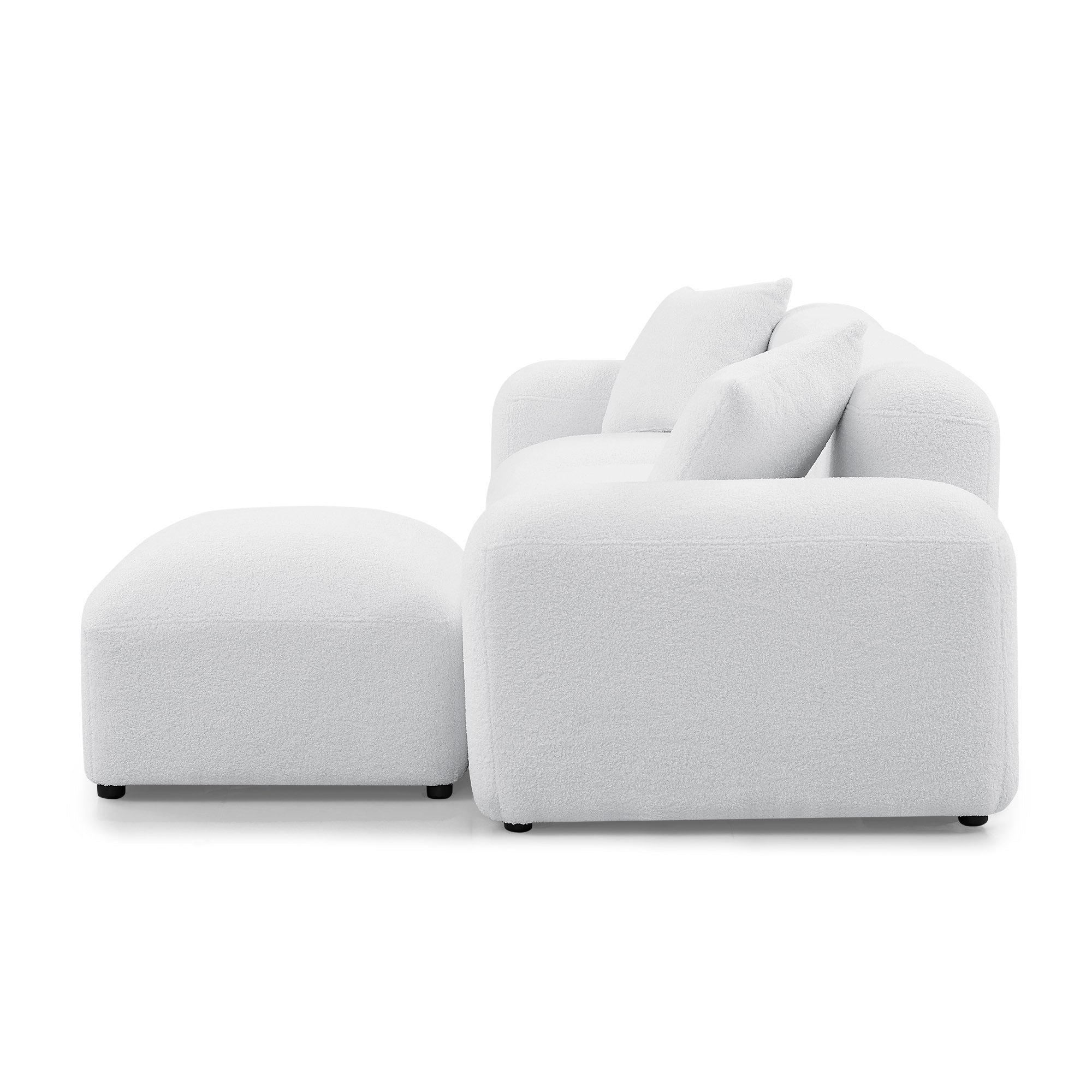 Teddy Fabric L-Shape Modular Sectional Sofa, DIY Combination - White