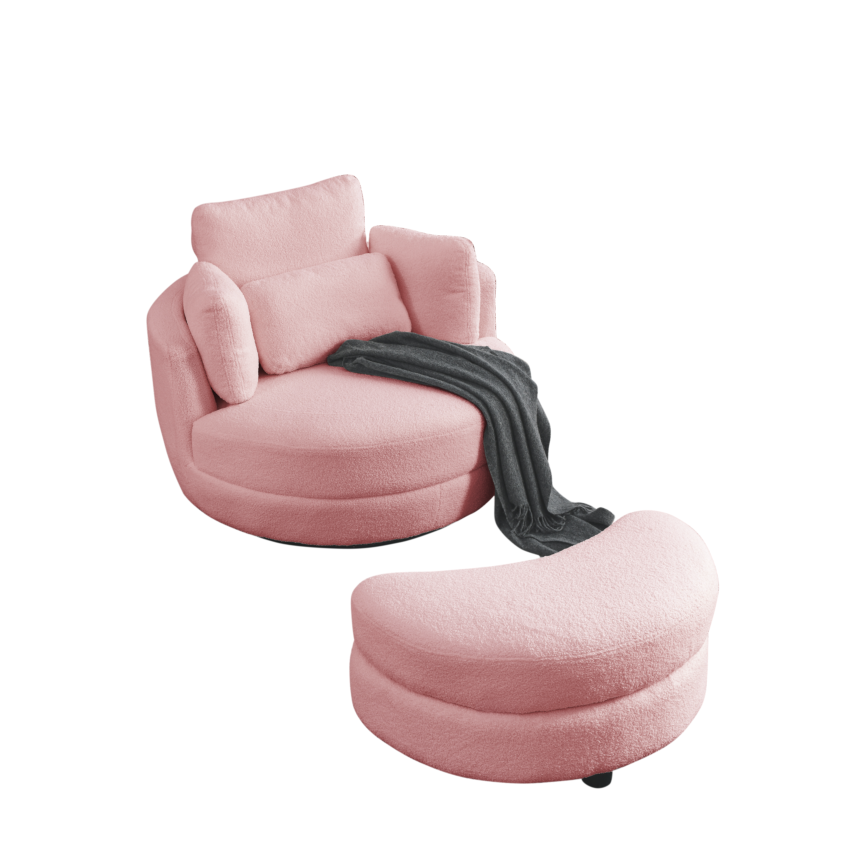 Chair with Moon Storage Ottoman