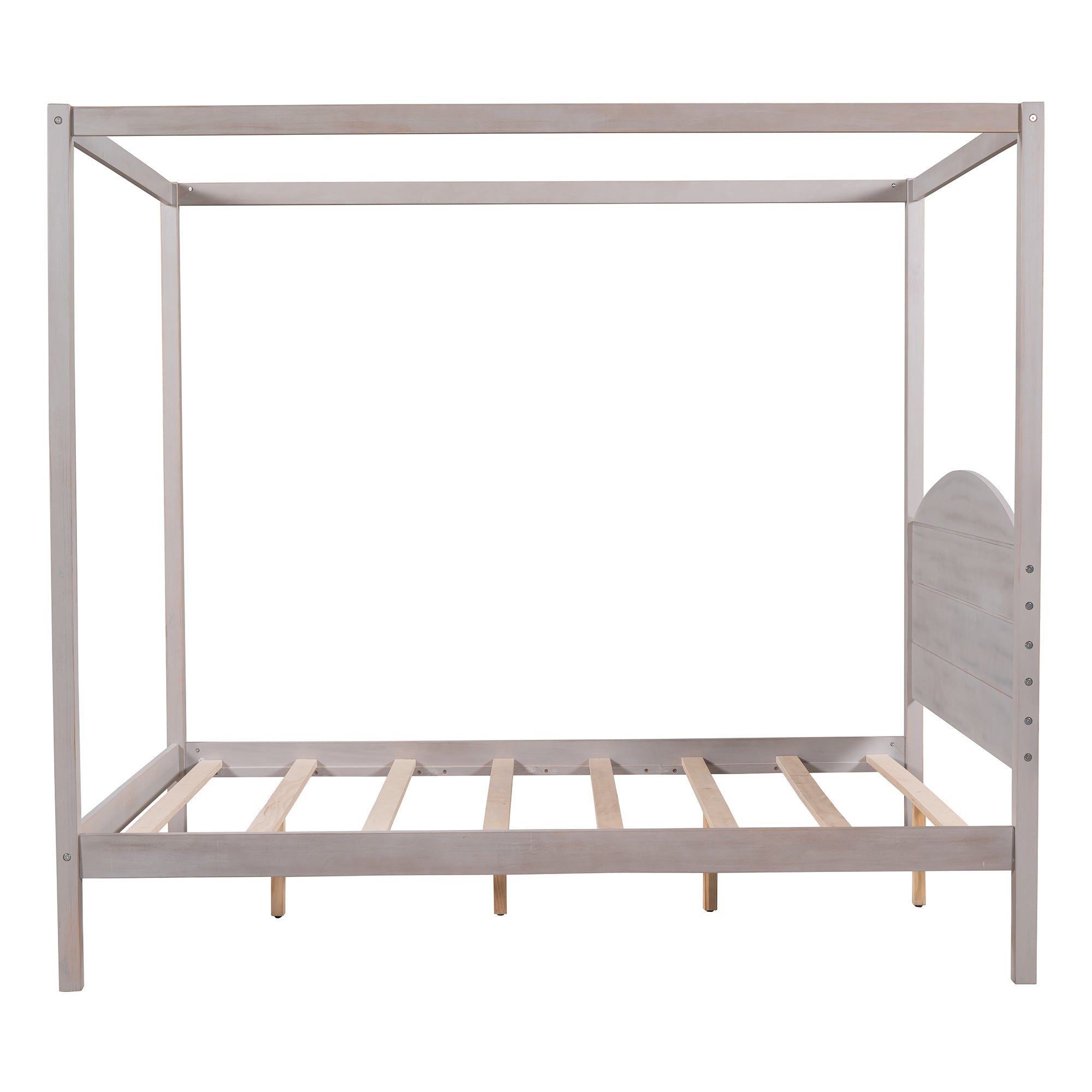 Full Size Canopy Platform Bed - Grey Wash