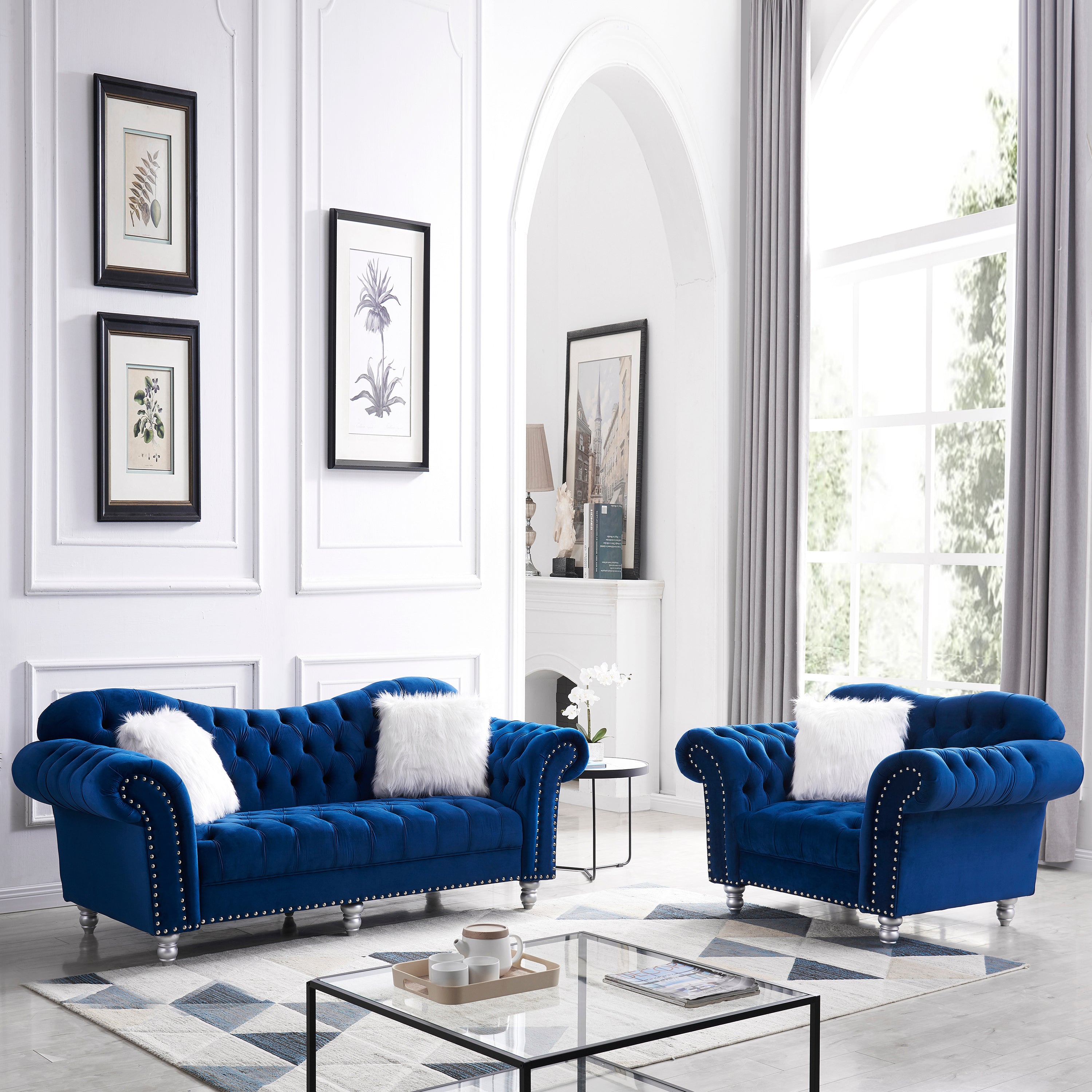 MAICOSY 1/2/3 Seater Sofa set Living Room Velvet Upholstered Loveseat Furniture