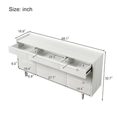 Modern Style Manufactured Wood 9-Drawer Dresser with Solid Wood Legs - White