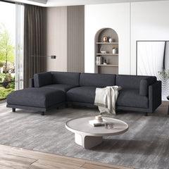 Upholstery Convertible Sectional Sofa, L Shaped Couch with Reversible Chaise - Grey