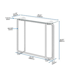 Console Table Single Layer Tempered Glass Rectangular Porch Table Black Leg -Transparent