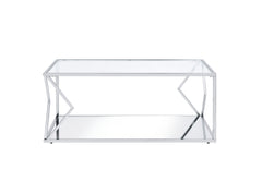Virtue Coffee Table, Clear Glass & Chrome Finish