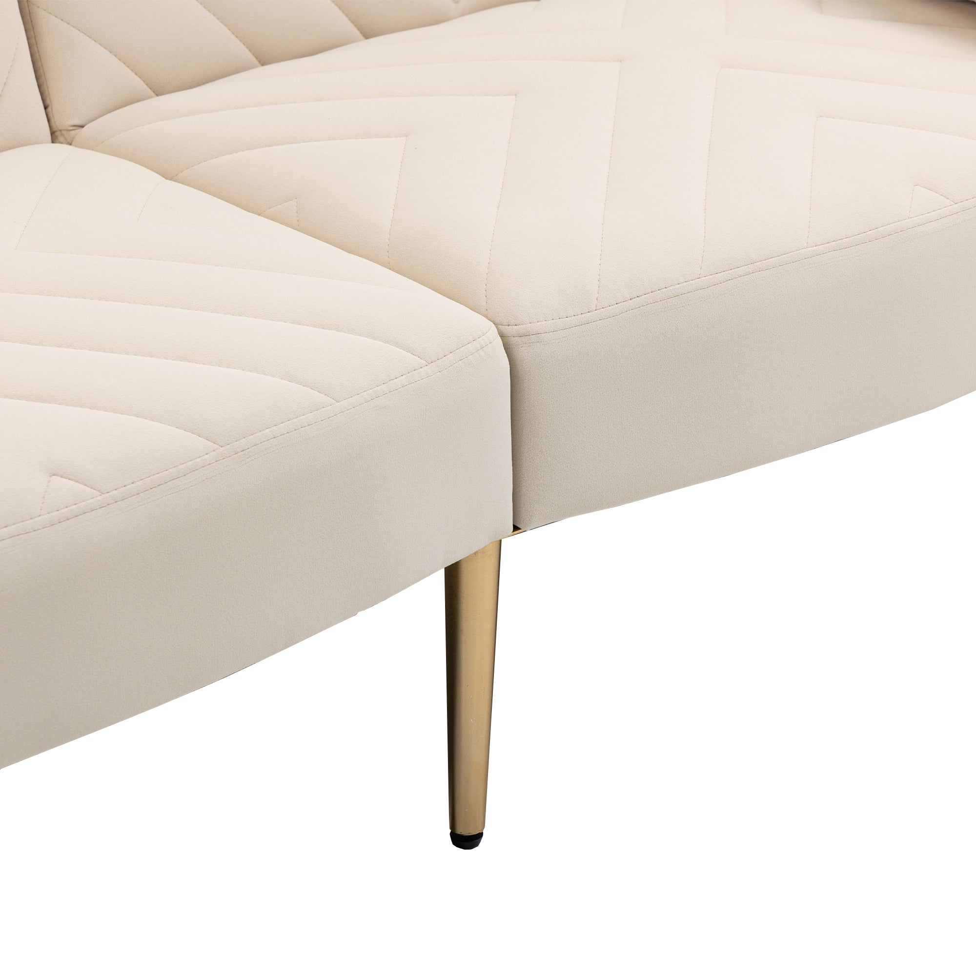 Loveseat Armrest 65 inch Modern Velvet Sofa with 2 Bolster Pillows - Beige