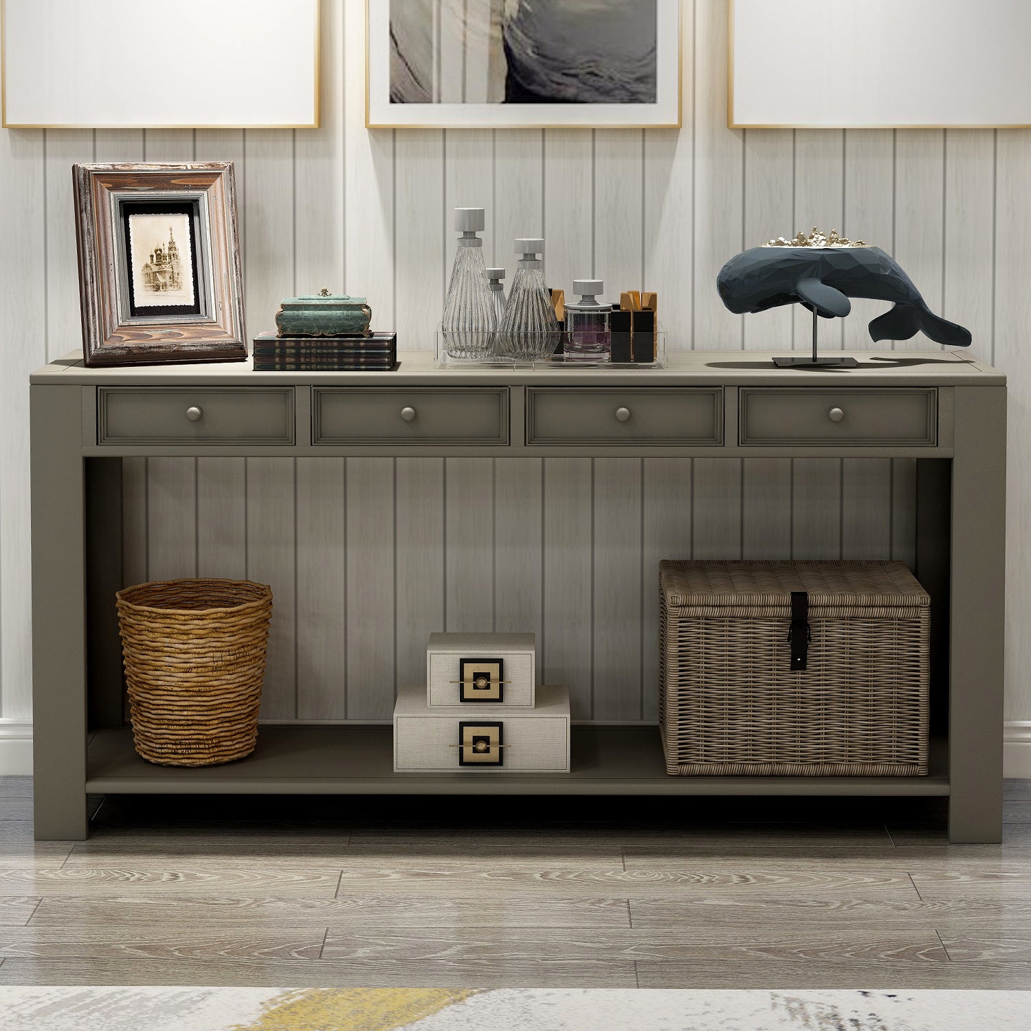 Hallway table with shelf and drawers