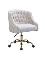 Elegant Velvet Office Chair - Vintage Cream & Gold