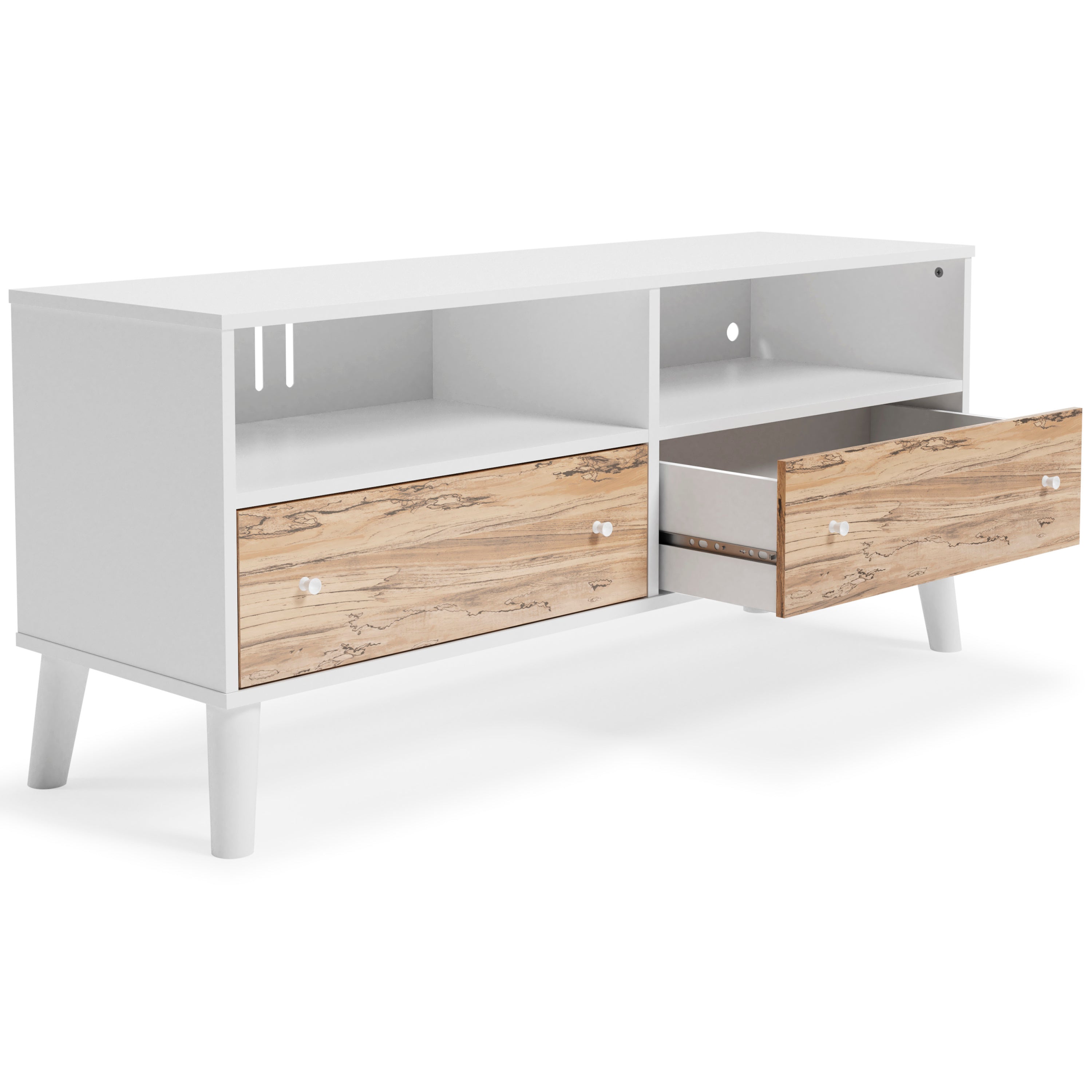 Two-tone Contemporary TV Stand - Brown + White