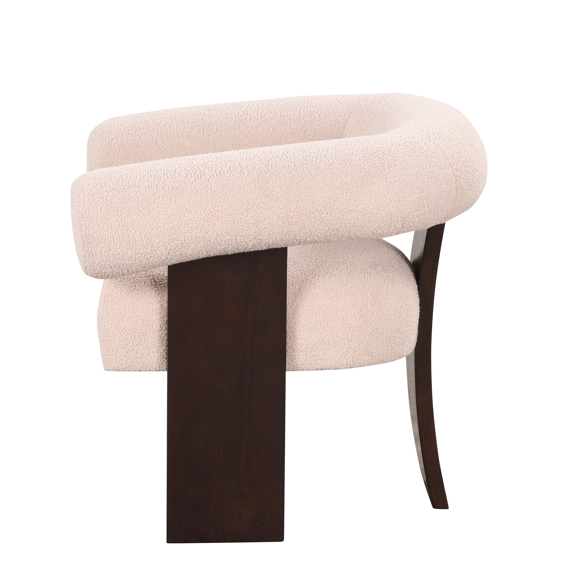 The Curved Wishbone Frame Accent Chair Teddy Velvet - Beige