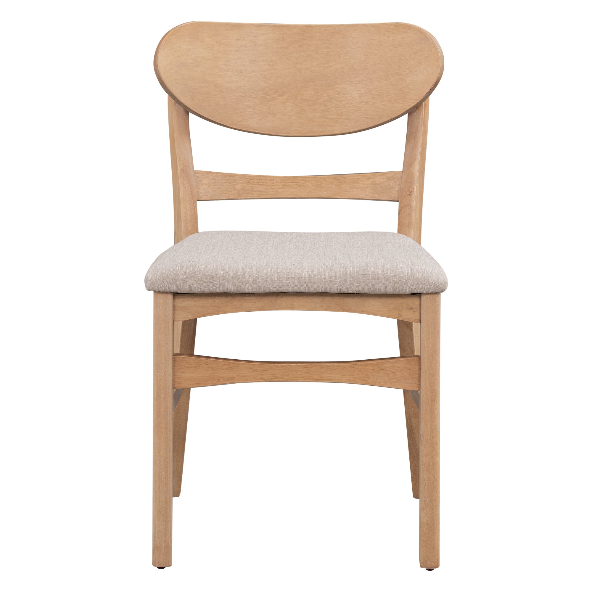 Elegant Rubber Wood Dining Table Set with Special-Shape Legs - Natural Wood Wash
