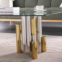 Polished Golden Rectangular Accent Glass Coffee 48"