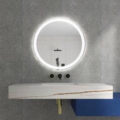 MAICOSY 24" Round LED Bathroom Mirror Vanity Makeup Bluetooth Antifog Dimmable