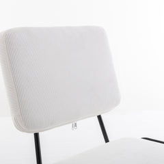 Corduroy Desk Chair Home Office Adjustable Height - White