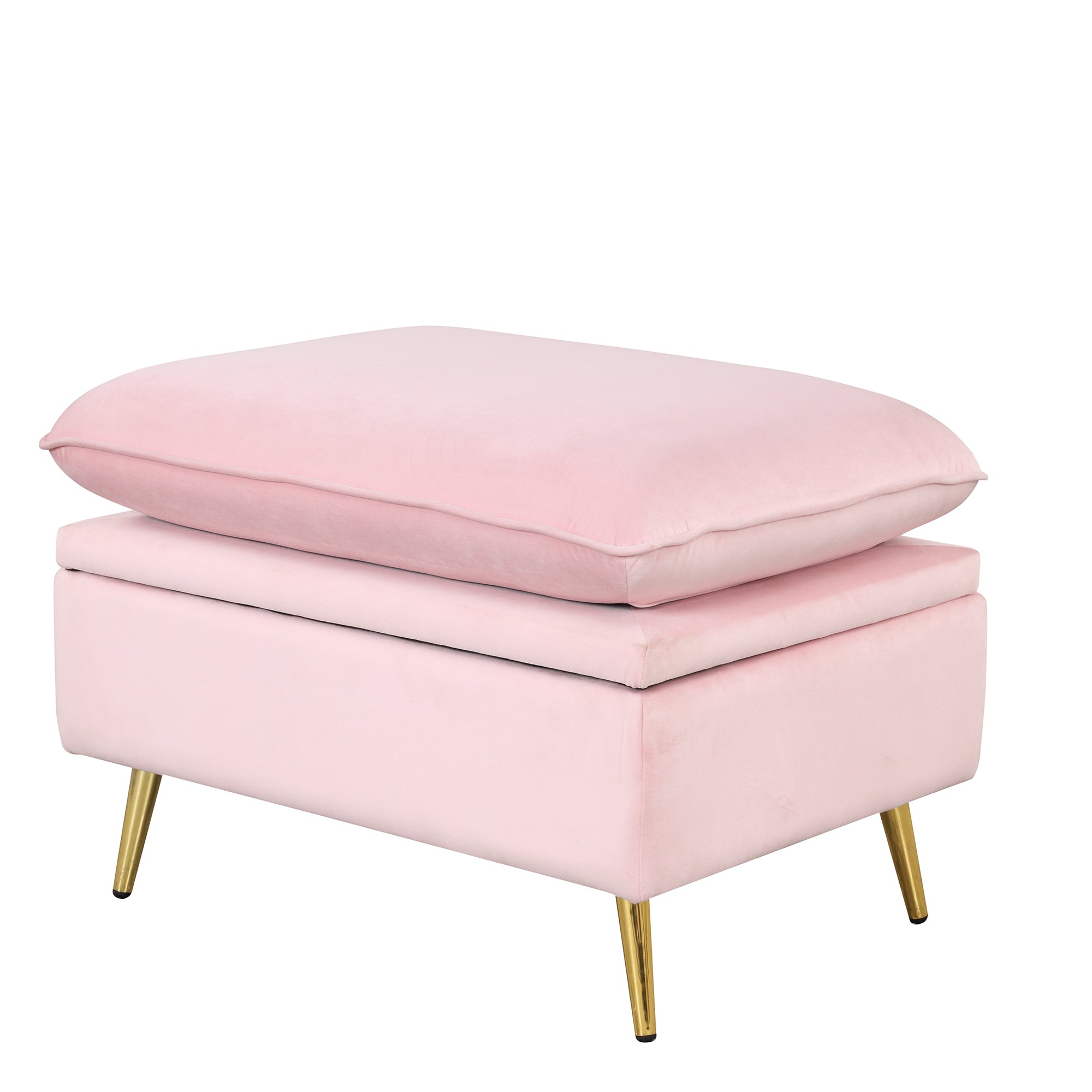 MAICOSY Modern Armchair with Ottoman Fabric Single Sofa Foot Rest & Pillow Pink
