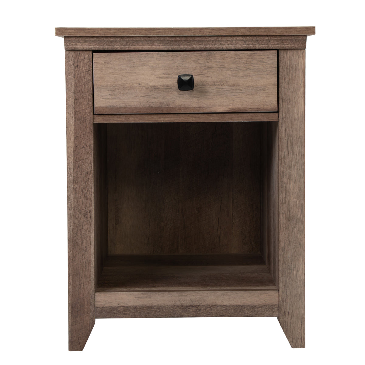 Farmhouse Nightstand, Bedside Table with Drawer and Shelf - Light Brown