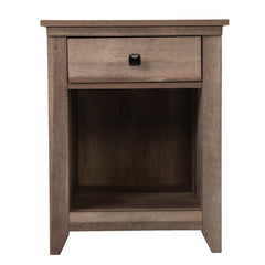 Farmhouse Nightstand, Bedside Table with Drawer and Shelf - Light Brown