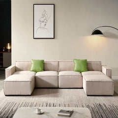 Modular U Shape Sectional Fabric Sofa - Beige