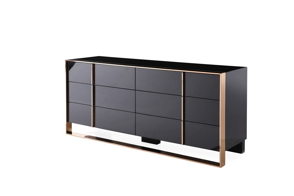 Nova Domus Cartier Modern Black & Rose Gold Dresser