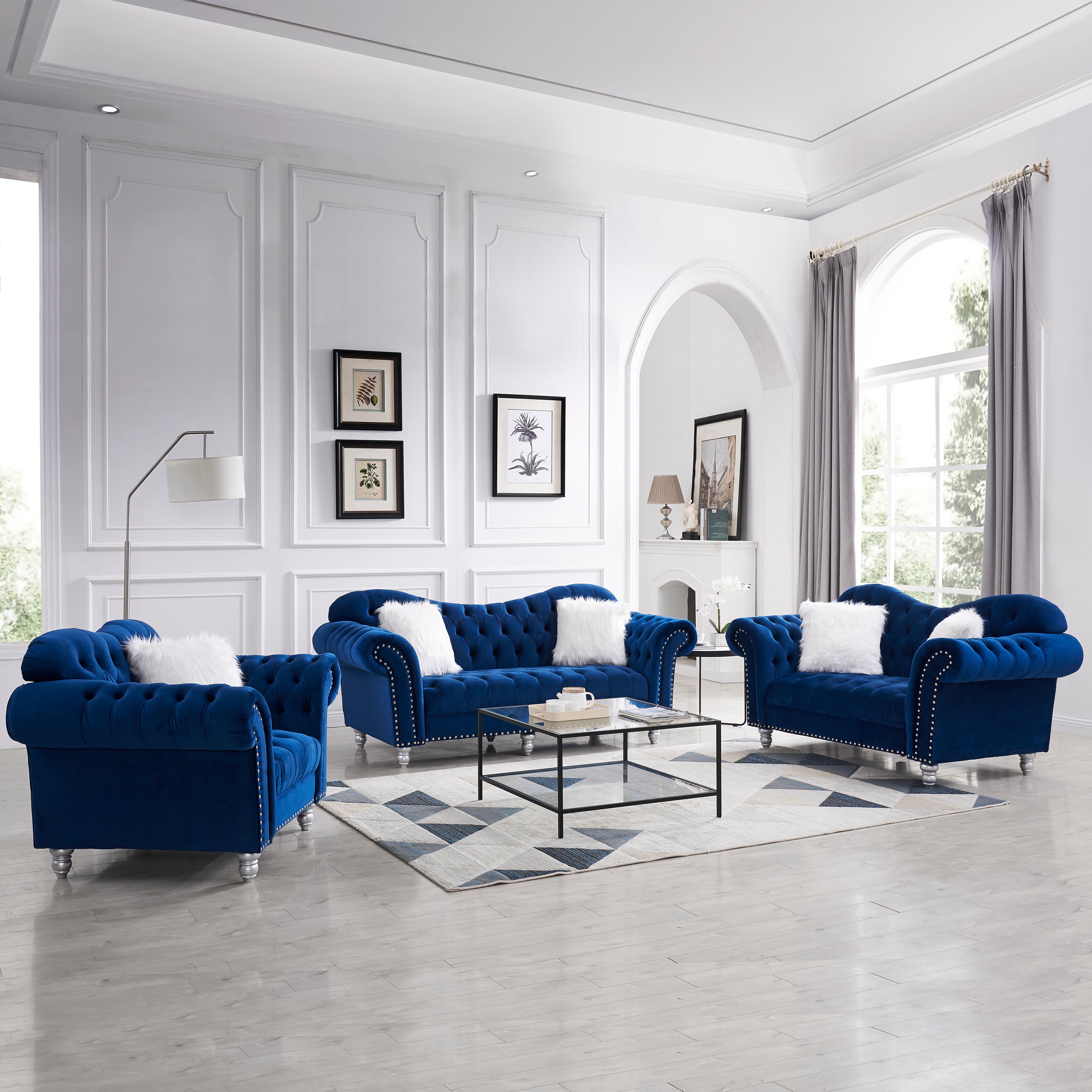 MAICOSY 1/2/3 Seater Sofa set Living Room Velvet Upholstered Loveseat Furniture