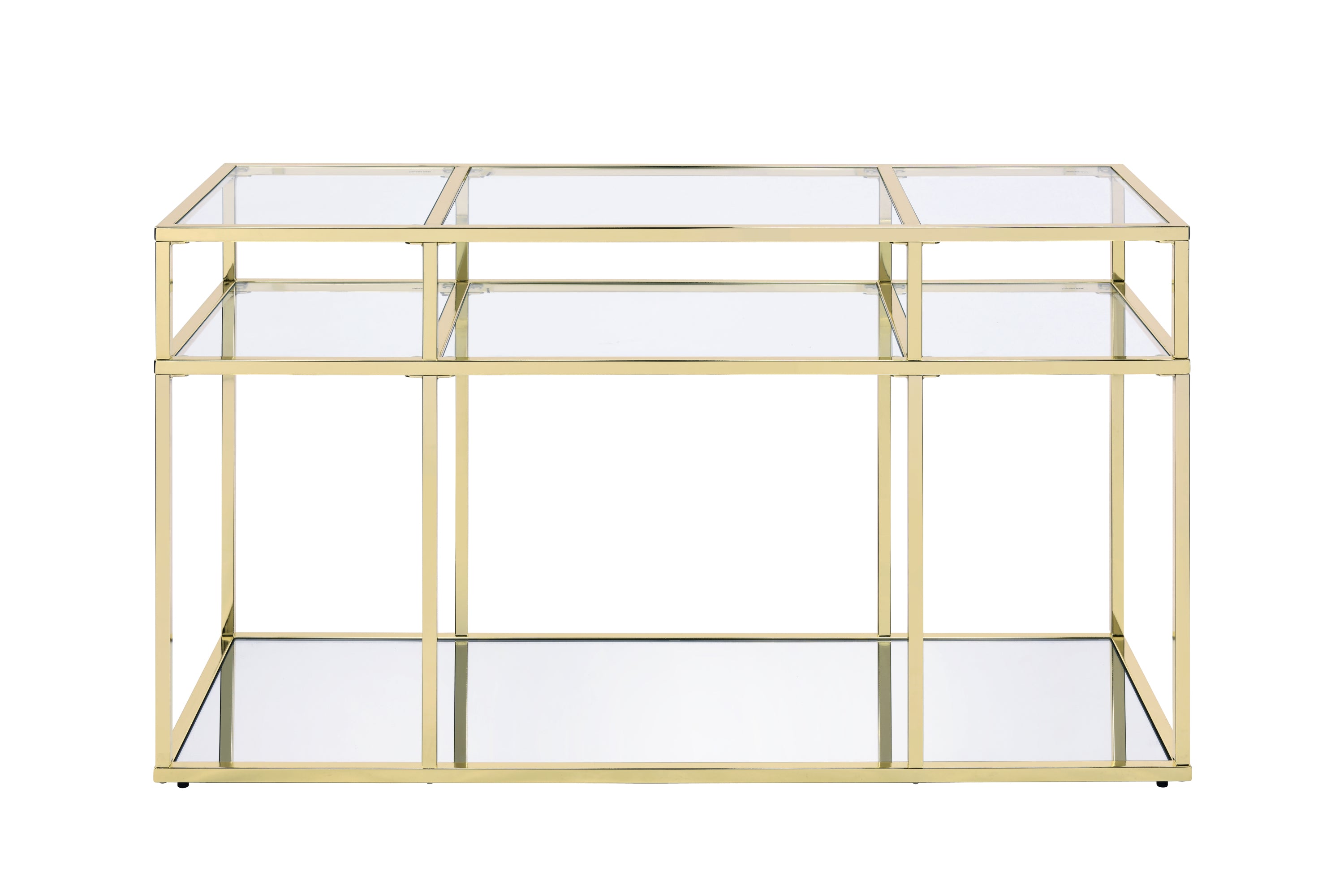 Uchenna Sofa Table, Clear Glass & Gold Finish