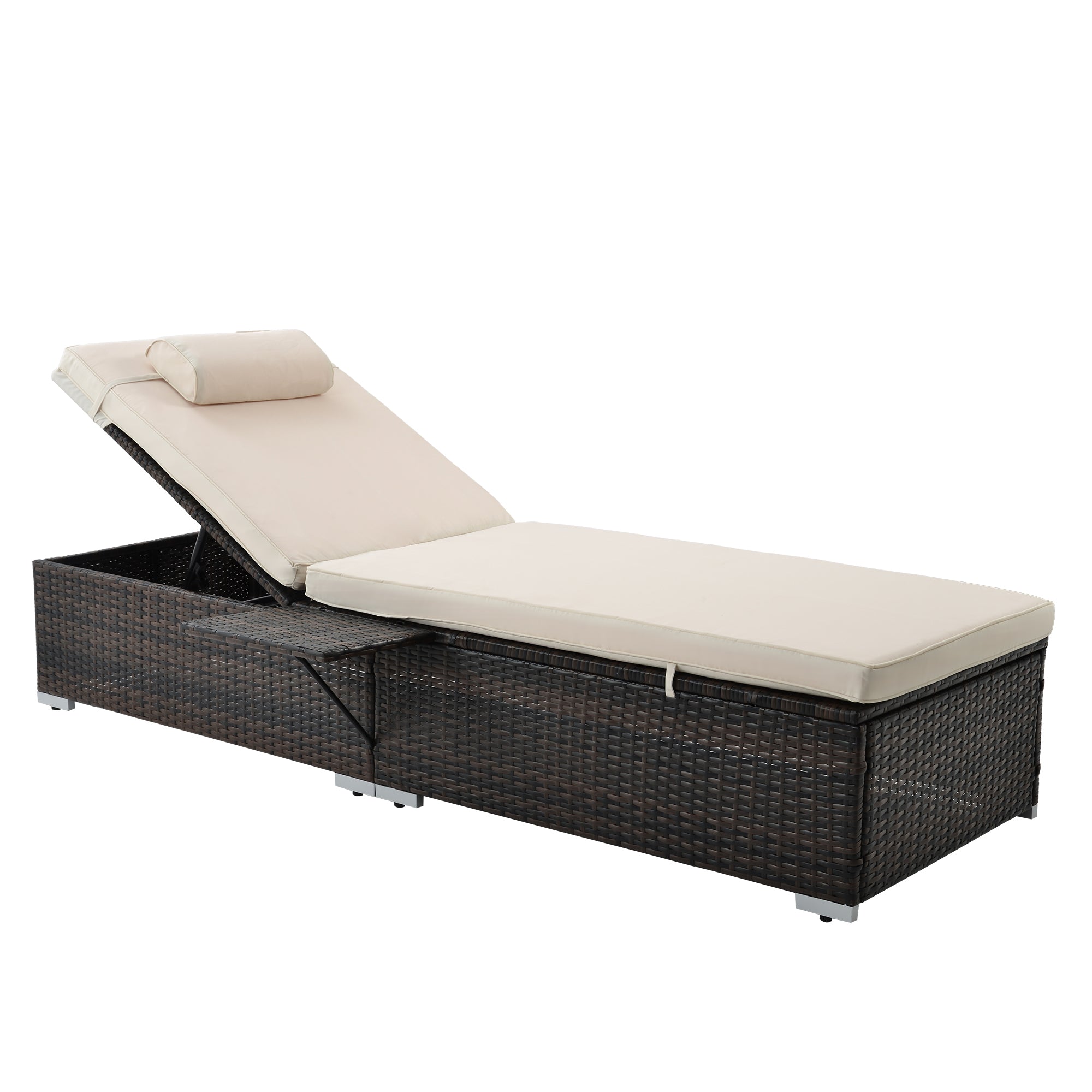 Outdoor 2 Patio Recliner Chairs with Side Table