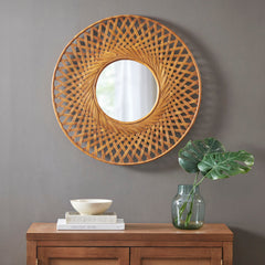 Reed Round Bamboo Wall Decor Mirror - Natural