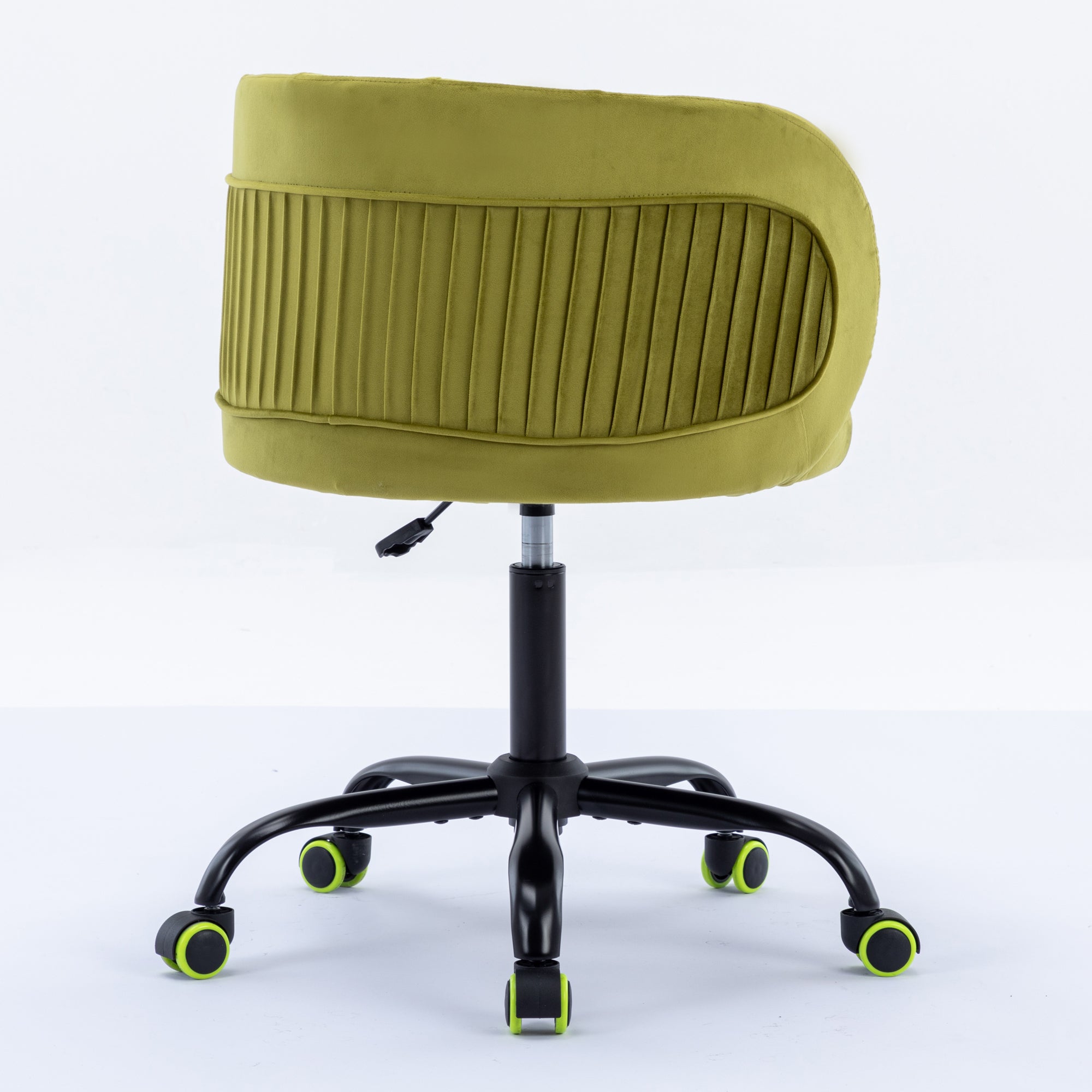 Zen Zone Velvet Leisure Office Chair, can rotate 360 degrees, with pulley - Olive Green