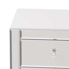 Modern Mirrored Nightstand with Drawers - Silver Glass