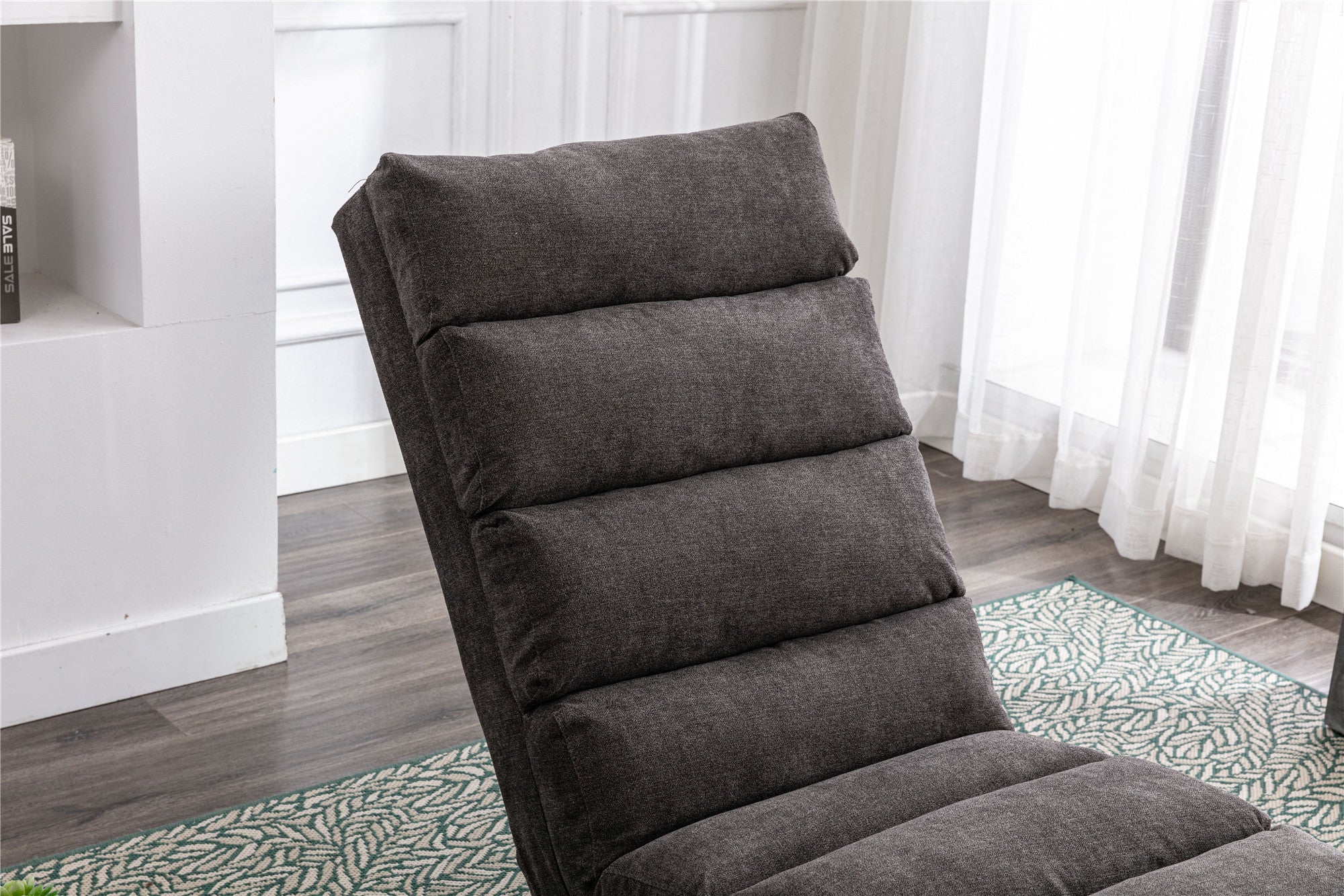 Linen Modern Long Lounger Chair - Dark Gray