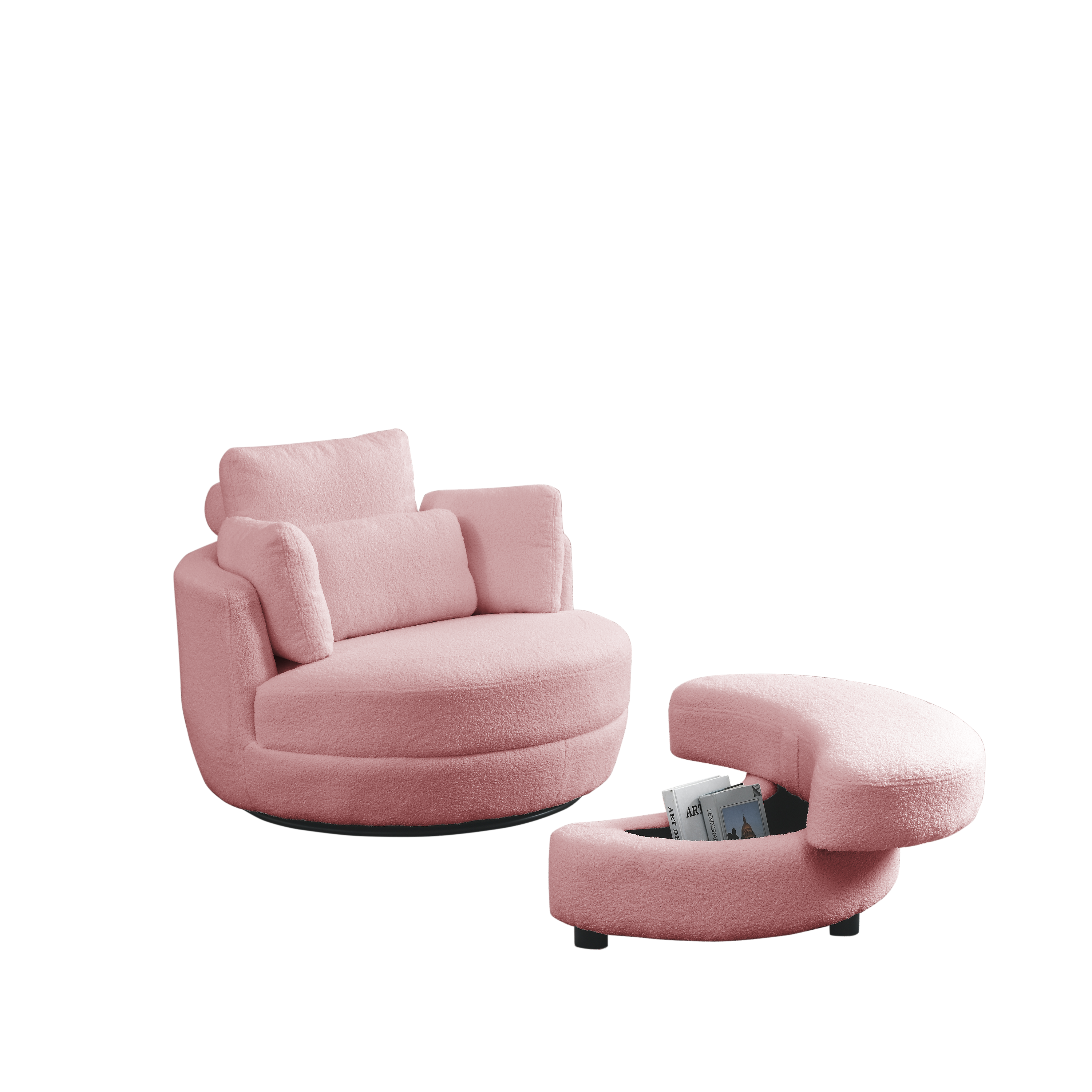 Chair with Moon Storage Ottoman