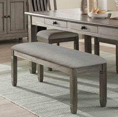 Wood Frame Dining Bench - Antique Gray Finish