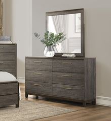 Contemporary Styling 1pc Dresser of 6x Drawers with Antique Bar Pulls Two-Tone Finish Wooden