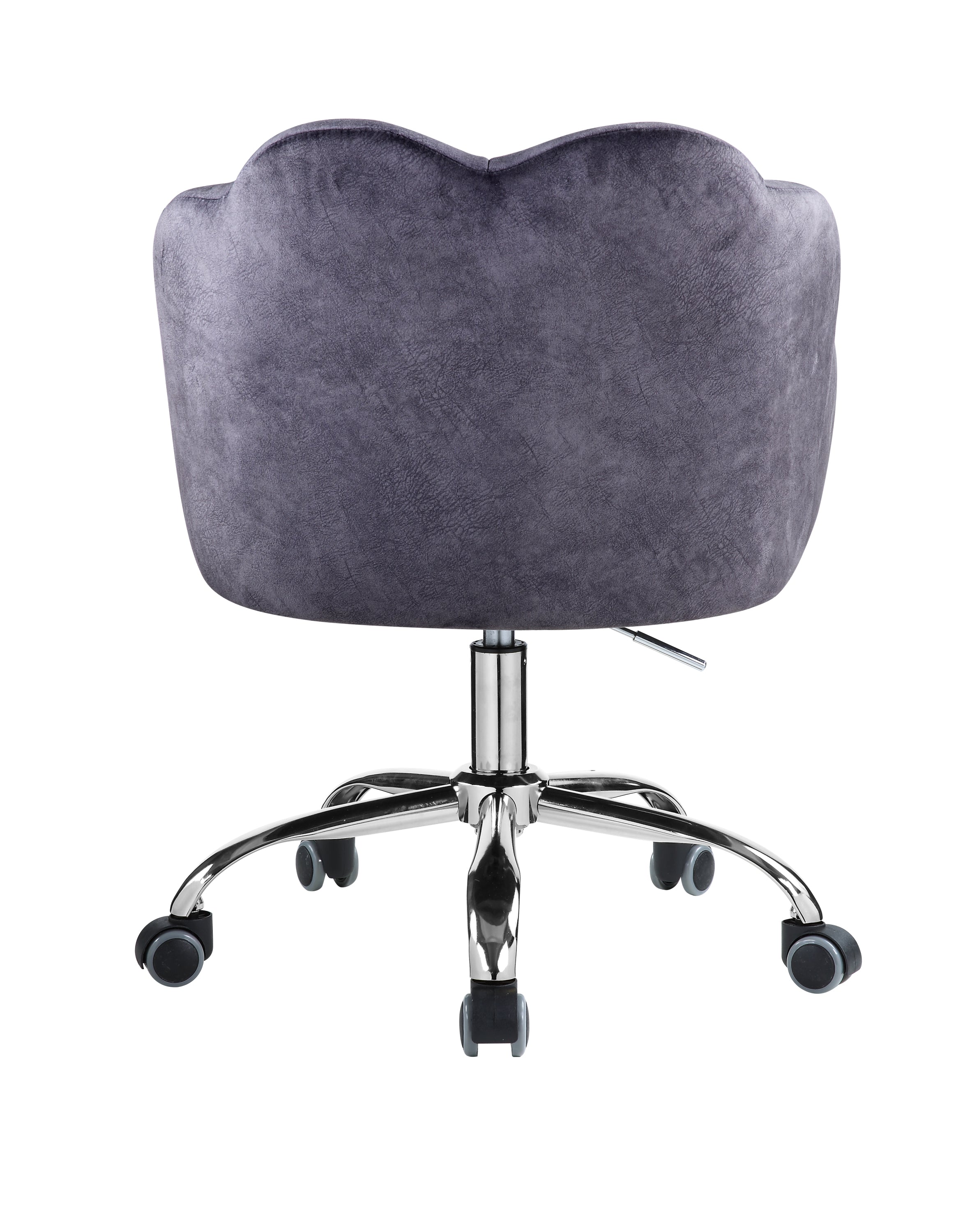 Modern Flower Office Chair - Dark Grey Velvet & Chrome Finish