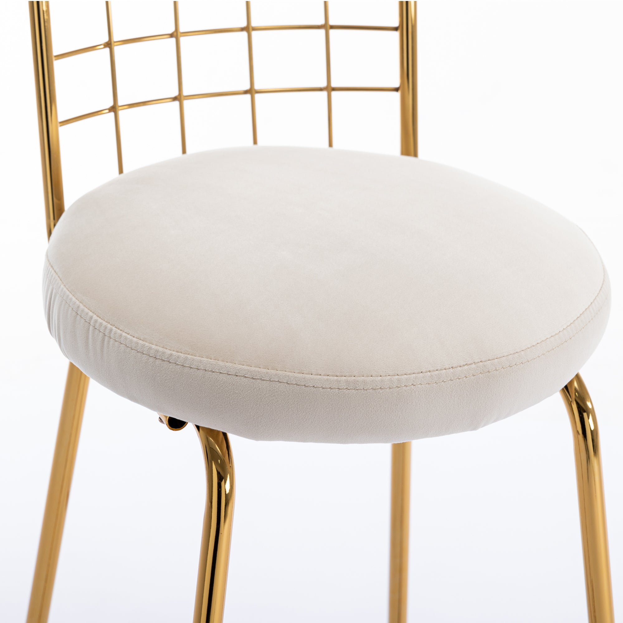 Luxury Velvet High Bar Stool with Metal Legs and Soft Back with Metal Legs (Set of 2) -Beige